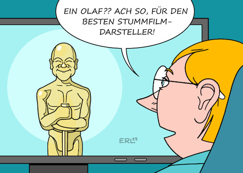 Cartoon: Oscars (medium) by Erl tagged politik,kunst,kultur,film,hollywood,oscar,verleihung,deutschland,im,westen,nichts,neues,bundeskanzler,olaf,scholz,kommunikation,schweigen,stummfilm,fernsehen,karikatur,erl,politik,kunst,kultur,film,hollywood,oscar,verleihung,deutschland,im,westen,nichts,neues,bundeskanzler,olaf,scholz,kommunikation,schweigen,stummfilm,fernsehen,karikatur,erl