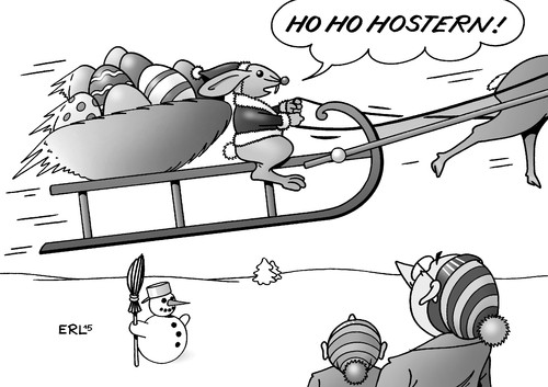 Cartoon: Ostern (medium) by Erl tagged ostern,wetter,sturm,kälte,schnee,osterhase,nikolaus,santa,claus,weihnachtsmann