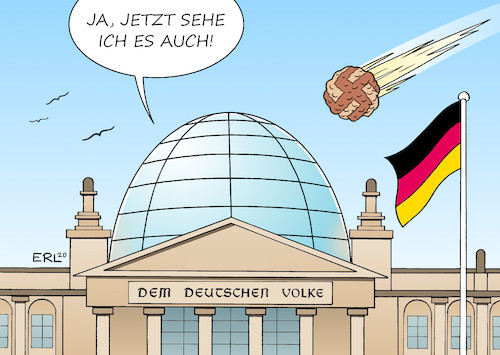 Cartoon: Rechtsextremismus (medium) by Erl tagged politik,bundestag,diskussion,rechtsextremismus,rechtsterrorismus,gefahr,demokratie,spät,erkenntnis,reichstag,kuppel,einschlag,meteorit,hakenkreuz,sehen,karikatur,erl,politik,bundestag,diskussion,rechtsextremismus,rechtsterrorismus,gefahr,demokratie,spät,erkenntnis,reichstag,kuppel,einschlag,meteorit,hakenkreuz,sehen,karikatur,erl