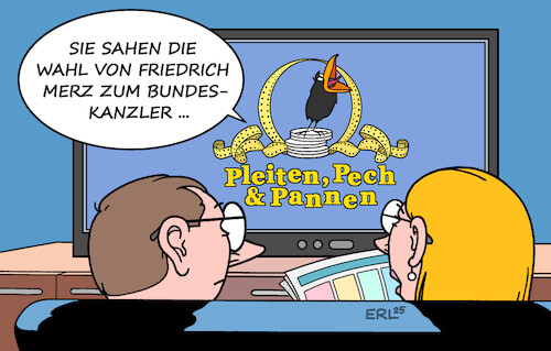 Cartoon: Pleiten Pech und Pannen (medium) by Erl tagged politik,friedrich,merz,wahl,bundeskanzler,scheitern,erster,wahlgang,pleiten,pech,pannen,fernsehen,karikatur,erl,politik,friedrich,merz,wahl,bundeskanzler,scheitern,erster,wahlgang,pleiten,pech,pannen,fernsehen,karikatur,erl
