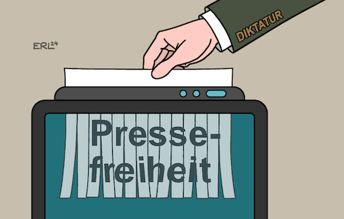 Cartoon: Pressefreiheit I (medium) by Erl tagged politik,demokratie,grundrechte,meinungsfreiheit,pressefreiheit,diktatur,zensur,einschränkung,abschaffung,einschüchterung,journalisten,journalistinnen,ermordung,verhaftung,russland,china,sympathie,afd,petr,bystron,maximilian,krah,rechtsextremismus,aktenvernichter,karikatur,erl,politik,demokratie,grundrechte,meinungsfreiheit,pressefreiheit,diktatur,zensur,einschränkung,abschaffung,einschüchterung,journalisten,journalistinnen,ermordung,verhaftung,russland,china,sympathie,afd,petr,bystron,maximilian,krah,rechtsextremismus,aktenvernichter,karikatur,erl