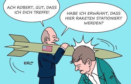 Cartoon: Raketen (medium) by Erl tagged politik,krieg,angriff,überfall,wladimir,putin,ukraine,reaktion,westen,usa,stationierung,raketen,europa,deutschland,ampel,bundesregierung,bundeskanzler,olaf,scholz,schweigen,koalitionspartner,grüne,fdp,vizekanzler,robert,habeck,rakete,kopf,stoßen,karikatur,erl,politik,krieg,angriff,überfall,wladimir,putin,ukraine,reaktion,westen,usa,stationierung,raketen,europa,deutschland,ampel,bundesregierung,bundeskanzler,olaf,scholz,schweigen,koalitionspartner,grüne,fdp,vizekanzler,robert,habeck,rakete,kopf,stoßen,karikatur,erl