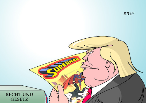 Cartoon: Recht und Gesetz (medium) by Erl tagged usa,präsident,donald,trump,dekret,einreiseverbot,verfassung,verfassungswidrig,gericht,richter,urteil,recht,gesetz,gesunder,menschenverstand,macht,rechtspopulismus,infantil,held,starker,mann,superman,comic,lesen,buch,karikatur,erl,usa,präsident,donald,trump,dekret,einreiseverbot,verfassung,verfassungswidrig,gericht,richter,urteil,recht,gesetz,gesunder,menschenverstand,macht,rechtspopulismus,infantil,held,starker,mann,superman,comic,lesen,buch,karikatur,erl