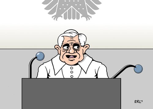 Cartoon: Redeboykott (medium) by Erl tagged papst,benedikt,xvi,16,besuch,deutschland,berlin,bundestag,rede,boykott,papst,benedikt,besuch,deutschland,berlin,bundestag,boykott,rede