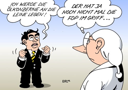 Cartoon: Rösler (medium) by Erl tagged philipp,rösler,vorsitz,partei,fdp,wirtschaftsminister,vizekanzler,benzinpreis,ölkonzern,mineralölkonzern,leine,staat,preis,führungsschwäche,griff,philipp rösler,vorsitz,partei,fdp,wirtschaftsminister,vizekanzler,benzinpreis,ölkonzern,mineralölkonzern,philipp,rösler