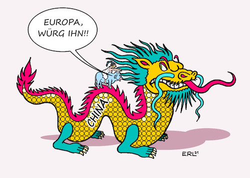 Cartoon: Sanktionen gegen China (medium) by Erl tagged politik,eu,china,spannungen,hongkong,taiwan,uiguren,tibet,unterdrückung,expansion,sanktionen,europa,stier,drache,karikatur,erl,politik,eu,china,spannungen,hongkong,taiwan,uiguren,tibet,unterdrückung,expansion,sanktionen,europa,stier,drache,karikatur,erl