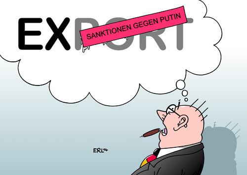 Cartoon: Sanktionen gegen Putin (medium) by Erl tagged ukraine,krim,russland,besetzung,annexion,usa,eu,deutschland,sanktionen,wirtschaft,angst,export,import,einbruch,ukraine,krim,russland,besetzung,annexion,usa,eu,deutschland,sanktionen,wirtschaft,angst,export,import,einbruch