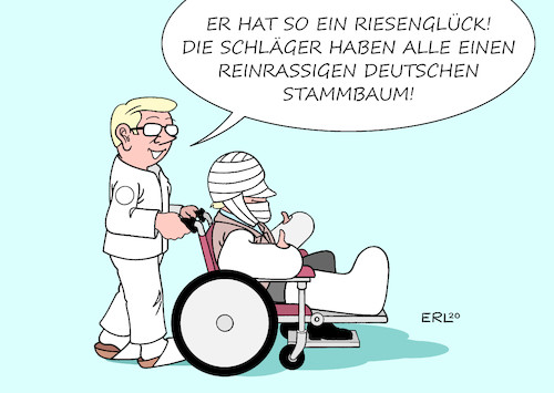 Cartoon: Schlagendes Argument (medium) by Erl tagged politik,ausschreitungen,stuttgart,gewalt,geschäfte,polizei,diskussion,herkunft,migrationshintergrund,stammbaum,täter,opfer,verletzung,karikatur,erl,politik,ausschreitungen,stuttgart,gewalt,geschäfte,polizei,diskussion,herkunft,migrationshintergrund,stammbaum,täter,opfer,verletzung,karikatur,erl