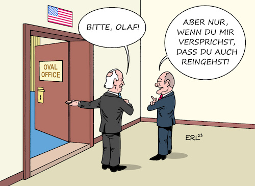 Cartoon: Scholz bleibt vorsichtig (medium) by Erl tagged politik,bundeskanzler,olaf,scholz,besuch,präsident,joe,biden,krieg,russland,ukraine,waffenlieferungen,panzer,kampfpanzer,leopard,deutschland,bedingung,schulterschluss,usa,karikatur,erl,politik,bundeskanzler,olaf,scholz,besuch,präsident,joe,biden,krieg,russland,ukraine,waffenlieferungen,panzer,kampfpanzer,leopard,deutschland,bedingung,schulterschluss,usa,karikatur,erl