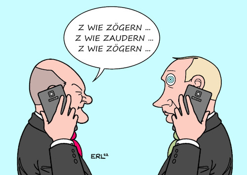 Cartoon: Scholz Putin (medium) by Erl tagged politik,krieg,angriff,überfall,russland,ukraine,usa,nato,eu,deutschland,waffenlieferungen,bundeskanzler,olaf,scholz,zögern,zaudern,tipp,telefon,wladimir,putin,zeichen,hypnose,karikatur,erl,politik,krieg,angriff,überfall,russland,ukraine,usa,nato,eu,deutschland,waffenlieferungen,bundeskanzler,olaf,scholz,zögern,zaudern,tipp,telefon,wladimir,putin,zeichen,hypnose,karikatur,erl