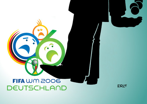 Cartoon: Schrecklicher Verdacht (medium) by Erl tagged fußball,weltmeisterschaft,wm,2006,deutschland,gekauft,korruption,bestechung,verdacht,fifa,adidas,beckenbauersport,ball,logo,geld,schwarze,kassen,karikatur,erl,fußball,weltmeisterschaft,wm,2006,deutschland,gekauft,korruption,bestechung,verdacht,fifa,adidas,beckenbauersport,ball,logo,geld,schwarze,kassen,karikatur,erl