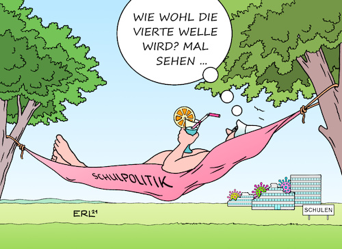 Cartoon: Schulpolitik (medium) by Erl tagged politik,corona,virus,pandemie,covid19,erste,zweite,dritte,welle,vierte,delta,variante,schule,schulen,ausrüstung,mangelhaft,schulpolitik,maßnahmen,verschlafen,leidtragende,kinder,distanzunterricht,wechselunterricht,unterricht,lernen,sozialkontakte,sommer,hängematte,karikatur,erl,politik,corona,virus,pandemie,covid19,erste,zweite,dritte,welle,vierte,delta,variante,schule,schulen,ausrüstung,mangelhaft,schulpolitik,maßnahmen,verschlafen,leidtragende,kinder,distanzunterricht,wechselunterricht,unterricht,lernen,sozialkontakte,sommer,hängematte,karikatur,erl