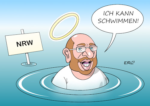 Cartoon: Schulz 1 (medium) by Erl tagged wahl,landtagswahl,nordrhein,westfalen,niederlage,spd,ministerpraesidentin,hannelore,kraft,ruecktritt,kanzlerkandidat,martin,schulz,hoffnungstraeger,messias,erloeser,wasser,laufen,gehen,untergehen,schwimmen,heiligenschein,ernuechterung,karikatur,erl,wahl,landtagswahl,nordrhein,westfalen,niederlage,spd,ministerpraesidentin,hannelore,kraft,ruecktritt,kanzlerkandidat,martin,schulz,hoffnungstraeger,messias,erloeser,wasser,laufen,gehen,untergehen,schwimmen,heiligenschein,ernuechterung,karikatur,erl