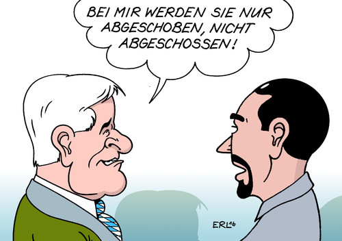 Cartoon: Seehofer human (medium) by Erl tagged afd,alternative,für,deutschland,partei,rechtspopulismus,rechtsextremismus,vorsitz,frauke,petry,grenzschutz,schusswaffe,schießen,ministerpräsident,horst,seehofer,csu,abschiebung,relativ,human,flüchtlinge,flucht,bürgerkrieg,terrror,terrorismus,karikatur,erl,afd,alternative,für,deutschland,partei,rechtspopulismus,rechtsextremismus,vorsitz,frauke,petry,grenzschutz,schusswaffe,schießen,ministerpräsident,horst,seehofer,csu,abschiebung,relativ,human,flüchtlinge,flucht,bürgerkrieg,terrror,terrorismus,karikatur,erl