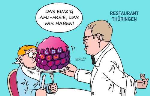 Cartoon: Sie haben gewählt (medium) by Erl tagged politik,thüringen,regierung,koalition,brombeere,cdu,bsw,spd,duldung,linke,mario,voigt,essen,wählen,karikatur,erl,politik,thüringen,regierung,koalition,brombeere,cdu,bsw,spd,duldung,linke,mario,voigt,essen,wählen,karikatur,erl