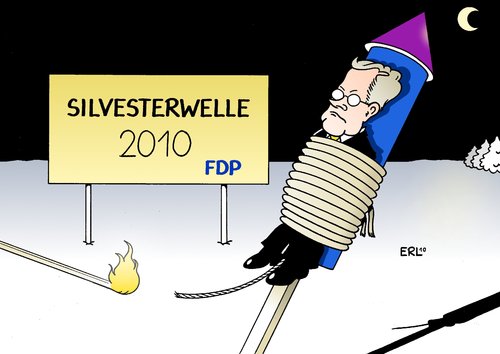 Cartoon: Silvesterwelle 2010 (medium) by Erl tagged westerwelle,guido,fdp,partei,chef,vorsitzender,unzufriedenheit,rücktritt,entlassung,verschwörung,silvester,rakete,mond,streichholz,feuer,guido westerwelle,fdp,partei,chef,vorsitzender,unzufriedenheit,rücktritt,entlassung,verschwörung,silvester,guido,westerwelle