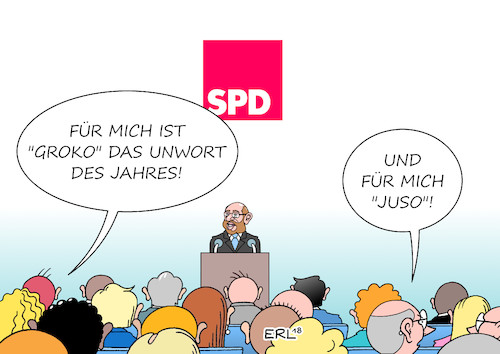 Cartoon: SPD Unwort des Jahres (medium) by Erl tagged unwort,des,jahres,alternative,fakten,spd,streit,groko,große,koalition,schwarz,rot,cdu,csu,gegner,jusos,jungsozialisten,befürworter,rechter,flügel,sondierung,ergebnisse,nachbesserung,verhandlungen,koalitionsverhandlungen,bundestagswahl,regierung,regierungsbildung,verantwortung,richtung,martin,schulz,karikatur,erl,unwort,des,jahres,alternative,fakten,spd,streit,groko,große,koalition,schwarz,rot,cdu,csu,gegner,jusos,jungsozialisten,befürworter,rechter,flügel,sondierung,ergebnisse,nachbesserung,verhandlungen,koalitionsverhandlungen,bundestagswahl,regierung,regierungsbildung,verantwortung,richtung,martin,schulz,karikatur,erl