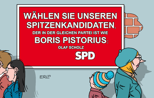 Cartoon: SPD Wahlplakat (medium) by Erl tagged politik,ampel,aus,neuwahlen,spd,kanzlerkandidat,olaf,scholz,beliebtheit,boris,pistorius,karikatur,erl,politik,ampel,aus,neuwahlen,spd,kanzlerkandidat,olaf,scholz,beliebtheit,boris,pistorius,karikatur,erl