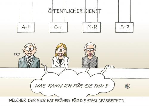 Cartoon: Stasi (medium) by Erl tagged stasi,ddr,brd,öffentlicher,dienst,prüfung,ex,mitarbeiter,stasi,ddr,brd,öffentlicher dienst,prüfung,ex,mitarbeiter,arbeit,job,spitzel,deutschland,berlin,beruf,geschichte,öffentlicher,dienst