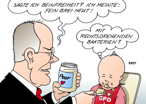 Cartoon: Steinbrück SPD 1 (medium) by Erl tagged spd,steinbrück,peer,kanzlerkandidat,partei,flügel,links,rechts,beinfreiheit,fütterung,brei,baby,rechtsdrehend,spd,steinbrück,peer,kanzlerkandidat,partei,flügel,links,rechts,beinfreiheit,fütterung,brei,baby,rechtsdrehend