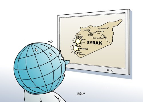 Cartoon: Syrien (medium) by Erl tagged syrien,diktator,assad,bürgerkrieg,anschlag,terror,bombe,irak,welt,zuschauer,syrien,diktator,assad,bürgerkrieg,anschlag,terror,bombe,irak,welt,zuschauer
