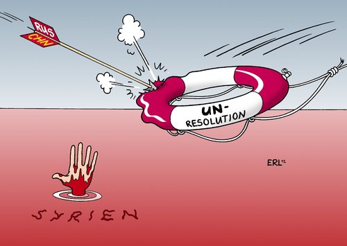 Cartoon: Syrien Resolution (medium) by Erl tagged diktator,syrien,assad,massenmord,bürgerkrieg,revolution,demonstration,demonstranten,un,resolution,rettung,rettungsring,veto,russland,china,blut,hand,syrien,diktator,massenmord,bürgerkrieg,revolution,demonstranten,demonstration,resolution,rettung,rettungsring,veto,russland,china