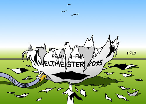 Cartoon: Titeltraum geplatzt (medium) by Erl tagged fußball,frau,frauenfußball,wm,weltmeisterschaft,halbfinale,deutschland,usa,erwartungen,favorit,titel,traum,platzen,rasen,stadion,karikatur,erl,fußball,frau,frauenfußball,wm,weltmeisterschaft,halbfinale,deutschland,usa,erwartungen,favorit,titel,traum,platzen,rasen,stadion