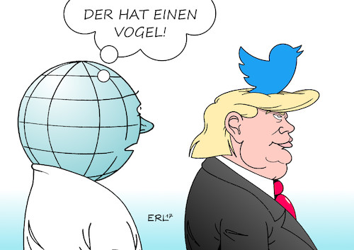 Cartoon: Trump (medium) by Erl tagged usa,donals,trump,praesident,interview,themen,aussenpolitik,wirtschaft,handel,politiker,erde,welt,besorgnis,schrecken,schock,furore,unberechenbarkeit,charakter,eignung,amt,medien,presse,twitter,vogel,karikatur,erl,usa,donals,trump,praesident,interview,themen,aussenpolitik,wirtschaft,handel,politiker,erde,welt,besorgnis,schrecken,schock,furore,unberechenbarkeit,charakter,eignung,amt,medien,presse,twitter,vogel,karikatur,erl