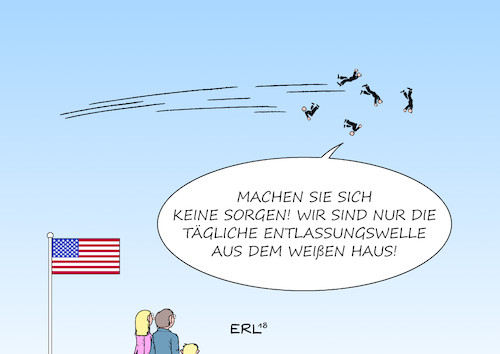 Cartoon: Trump Entlassungen (medium) by Erl tagged politik,usa,präsident,donald,trump,rechtspopulismus,nationalismus,unberechenbarkeit,beratungsresistenz,beratungsresistent,mitarbeiter,entlassung,entlassungen,massenentlassungen,außenminister,rex,tillerson,weißes,haus,karikatur,erl,politik,usa,präsident,donald,trump,rechtspopulismus,nationalismus,unberechenbarkeit,beratungsresistenz,beratungsresistent,mitarbeiter,entlassung,entlassungen,massenentlassungen,außenminister,rex,tillerson,weißes,haus,karikatur,erl