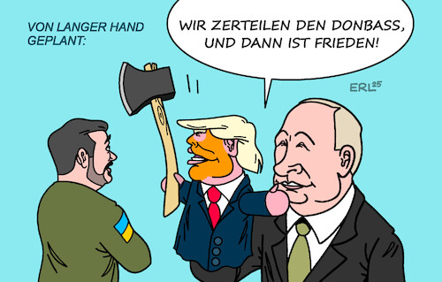 Cartoon: Trump Ukraine (medium) by Erl tagged politik,krieg,russland,ukraine,usa,trump,handpuppe,putin,zerteilung,donbass,axt,frieden,karikatur,erl,politik,krieg,russland,ukraine,usa,trump,handpuppe,putin,zerteilung,donbass,axt,frieden,karikatur,erl