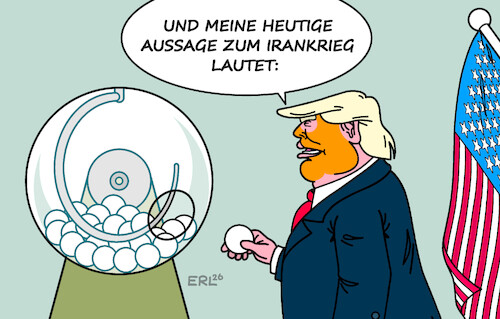 Cartoon: Trumps Strategie (medium) by Erl tagged politik,usa,trump,krieg,iran,strategie,ziel,kriegsziel,wirr,zufall,los,lostrommel,karikatur,erl,politik,usa,trump,krieg,iran,strategie,ziel,kriegsziel,wirr,zufall,los,lostrommel,karikatur,erl