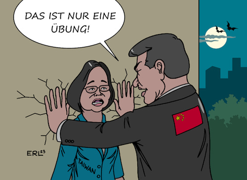 Cartoon: Übung (medium) by Erl tagged politik,china,militär,übung,angriff,ziele,taiwan,bedrohung,xi,jinping,tsai,ing,wen,karikatur,erl,politik,china,militär,übung,angriff,ziele,taiwan,bedrohung,xi,jinping,tsai,ing,wen,karikatur,erl