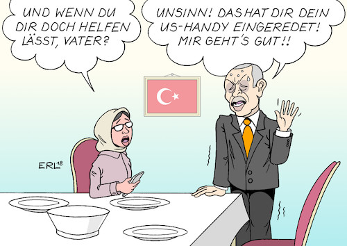 Cartoon: Vater Erdogan (medium) by Erl tagged politik,wirtschaft,finanzen,türkei,absturz,lira,währung,inflation,leitzins,präsident,erdogan,wirtschaftspolitik,abschreckung,investoren,gefahr,pleite,staatspleite,empfehlung,zusammenarbeit,iwf,abgabe,kontrolle,macht,stärke,starker,mann,anführer,vaterfigur,vater,patriarchat,schwäche,krankheit,angst,kinder,tochter,handy,smartphone,usa,elektronik,artikel,boykott,aufruf,karikatur,erl,politik,wirtschaft,finanzen,türkei,absturz,lira,währung,inflation,leitzins,präsident,erdogan,wirtschaftspolitik,abschreckung,investoren,gefahr,pleite,staatspleite,empfehlung,zusammenarbeit,iwf,abgabe,kontrolle,macht,stärke,starker,mann,anführer,vaterfigur,vater,patriarchat,schwäche,krankheit,angst,kinder,tochter,handy,smartphone,usa,elektronik,artikel,boykott,aufruf,karikatur,erl