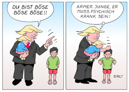 Cartoon: Vater Trump (medium) by Erl tagged politik,usa,präsident,donald,trump,rechtspopulismus,nationalismus,rassismus,ausgrenzung,worte,bahnen,taten,terrorismus,massaker,gewehr,erklärung,psychisch,krank,vater,söhne,twitter,karikatur,erl,politik,usa,präsident,donald,trump,rechtspopulismus,nationalismus,rassismus,ausgrenzung,worte,bahnen,taten,terrorismus,massaker,gewehr,erklärung,psychisch,krank,vater,söhne,twitter,karikatur,erl