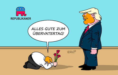Cartoon: Vatertag (medium) by Erl tagged politik,usa,präsident,trump,unterwerfung,partei,republikaner,übervater,vatertag,karikatur,erl,politik,usa,präsident,trump,unterwerfung,partei,republikaner,übervater,vatertag,karikatur,erl