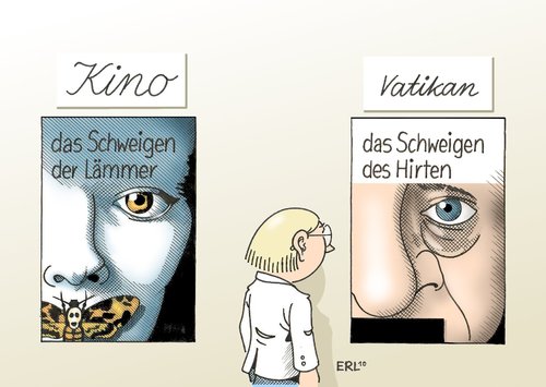 Cartoon: Vatikan (medium) by Erl tagged vatikan,benedikt,missbrauch,kirche,schweigen,hirte,kino,film,lämmer,plakat,vatikan,benedikt,missbrauch,kirche,schweigen,hirte,kino,lämmer,plakat,film