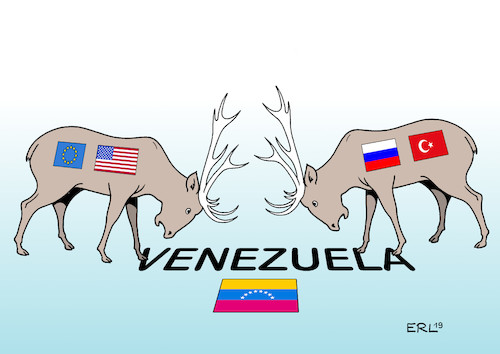 Cartoon: Venezuela (medium) by Erl tagged politik,venezuela,proteste,präsident,nicolas,maduro,ernährung,gesundheit,wirtschaft,ruin,opposition,juan,guaido,übergangspräsident,anerkennung,umstritten,rivalität,usa,eu,russland,türkei,kampf,machtkampf,hirsch,karikatur,erl,politik,venezuela,proteste,präsident,nicolas,maduro,ernährung,gesundheit,wirtschaft,ruin,opposition,juan,guaido,übergangspräsident,anerkennung,umstritten,rivalität,usa,eu,russland,türkei,kampf,machtkampf,hirsch,karikatur,erl