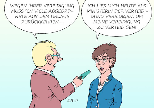 Cartoon: Vereidigung (medium) by Erl tagged politik,vereidigung,verteidigungsministerin,annegret,kramp,karrenbauer,bundestag,abgeordnete,unterbrechung,urlaub,rechtfertigung,verteidigung,wichtigkeit,amt,karikatur,erl,politik,vereidigung,verteidigungsministerin,annegret,kramp,karrenbauer,bundestag,abgeordnete,unterbrechung,urlaub,rechtfertigung,verteidigung,wichtigkeit,amt,karikatur,erl