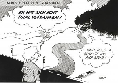 Cartoon: Verfahren (medium) by Erl tagged spd,clement,partei,parteiausschlussverfahren,verfahren,auto,straße,wolfgang clement,parteiaustritt,spd,soziale partei deutschland,nordrheinwestfalen,nrw,ministerpräsident,bundesminister,wirtschaftsminister,andrea ypsilanti,rwe power ag,spd kritik,energiepolitik,atomkraftausstiegskritik,atomkraftausstieg,lobbyismus,parteikritik,parteirausschmiss,parteiausschlussverfahren,parteiordnungsverfahren,bundesschiedskommission,superminister,superministerium,agenda 2010,schröderianer,hartz4,hartz iv,hartz,alg ii,landau media ag,dussmann,untersuchungsausschuss,braunkohletagebau garzweiler ii,steinkohlesubventionen,graf rotz,parteirauswurf,vizevorstizender,parteischädigendes verhalten,versöhnungsappell,fdp,verfahren,auto,straße,unfall,sturheit,wolfgang,clement,soziale,partei,deutschland,andrea,ypsilanti,rwe,power,ag,kritik,agenda,2010,iv,alg,ii,landau,media,braunkohletagebau,garzweiler,graf,rotz,parteischädigendes,verhalten