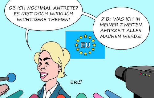 Cartoon: Von der Leyen (medium) by Erl tagged politik,eu,kommission,präsidentin,kommissionspräsidentin,ursula,von,der,leyen,rede,projekte,vermeidung,erwähnung,kandidatur,zweite,amtszeit,karikatur,erl,politik,eu,kommission,präsidentin,kommissionspräsidentin,ursula,von,der,leyen,rede,projekte,vermeidung,erwähnung,kandidatur,zweite,amtszeit,karikatur,erl