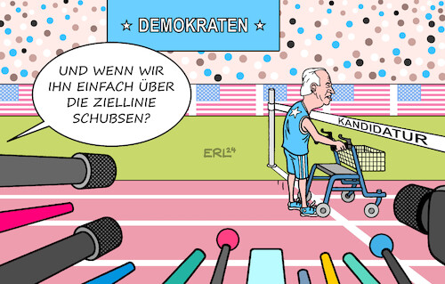 Cartoon: Vorgezogene Nominierung (medium) by Erl tagged politik,usa,wahl,präsidentschaft,diskussion,präsident,joe,biden,alter,gedächtnis,versprecher,worte,verwechslung,plan,demokraten,vorziehen,virtuell,nominierung,kandidat,lauf,rollator,ziellinie,schubsen,karikatur,erl,politik,usa,wahl,präsidentschaft,diskussion,präsident,joe,biden,alter,gedächtnis,versprecher,worte,verwechslung,plan,demokraten,vorziehen,virtuell,nominierung,kandidat,lauf,rollator,ziellinie,schubsen,karikatur,erl