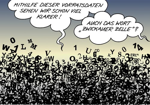 Cartoon: Vorratsdatenspeicherung (medium) by Erl tagged daten,vorratsdaten,speicherung,vorratsdatenspeicherung,verbrechen,terror,bekämpfung,polizei,innenministerium,studie,ergebnis,nutzlos,rechtsterrorismus,zwickauer,zelle,daten,vorratsdaten,speicherung,vorratsdatenspeicherung,verbrechen,terror,bekämpfung,polizei,innenministerium,ergebnis,nutzlos,studie