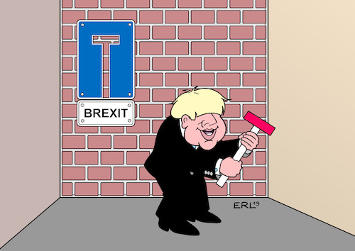 Cartoon: Was führt Johnson im Schilde? (medium) by Erl tagged politik,brexit,großbritannien,austritt,eu,premierminister,boris,johnson,no,deal,zwangsurlaub,parlament,gegenschlag,gesetz,überläufer,entlassungen,tories,chaos,neuwahlen,ablehnung,ausweg,sackgasse,schild,taktik,karikatur,erl,politik,brexit,großbritannien,austritt,eu,premierminister,boris,johnson,no,deal,zwangsurlaub,parlament,gegenschlag,gesetz,überläufer,entlassungen,tories,chaos,neuwahlen,ablehnung,ausweg,sackgasse,schild,taktik,karikatur,erl