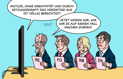 Cartoon: Wegweisend (medium) by Erl tagged politik,sport,fußball,wm,2026,deutschland,aus,mutlos,ideenlos,abschreckendes,beispiel,nationalmannschaft,bundesregierung,koalition,cdu,csu,spd,reformen,merz,klingbeil,bas,söder,karikatur,erl,politik,sport,fußball,wm,2026,deutschland,aus,mutlos,ideenlos,abschreckendes,beispiel,nationalmannschaft,bundesregierung,koalition,cdu,csu,spd,reformen,merz,klingbeil,bas,söder,karikatur,erl