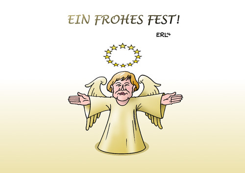 Cartoon: Weihnachtsgruß (medium) by Erl tagged weihnachten,gruß,angela,merkel,karikatur,erl,weihnachten,gruß,angela,merkel