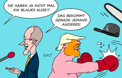 Cartoon: Wenn zwei sich streiten (medium) by Erl tagged politik,bundeskanzler,friedrich,merz,harmonie,besuch,usa,donald,trump,streit,elon,musk,karikatur,erl,politik,bundeskanzler,friedrich,merz,harmonie,besuch,usa,donald,trump,streit,elon,musk,karikatur,erl
