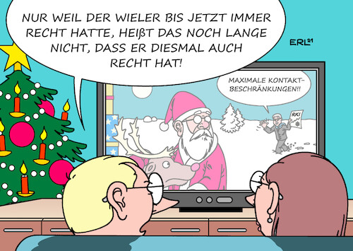 Cartoon: Wieler (medium) by Erl tagged politik,corona,virus,pandemie,covid19,fünfte,welle,omikron,empfehlung,rki,chef,lothar,wieler,kontaktbeschränkung,sofort,maximal,weihnachten,weihnachtsmann,rentier,karikatur,erl,politik,corona,virus,pandemie,covid19,fünfte,welle,omikron,empfehlung,rki,chef,lothar,wieler,kontaktbeschränkung,sofort,maximal,weihnachten,weihnachtsmann,rentier,karikatur,erl