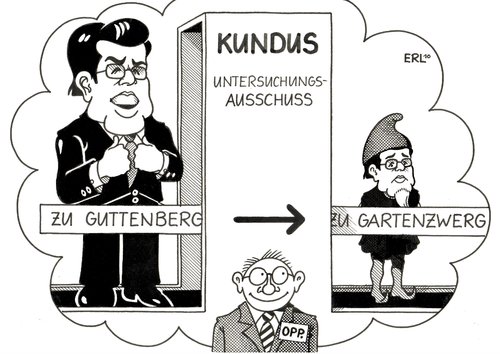 Cartoon: zu Guttenberg (medium) by Erl tagged guttenberg,kundus,untersuchungsausschuss,opposition,gartenzwerg