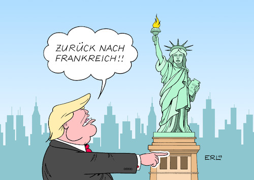 Cartoon: Zurück (medium) by Erl tagged politik,usa,präsident,donald,trump,rechtspopulismus,nationalismus,rassismus,beleidigung,abgeordnete,kongress,demokraten,frauen,migrationshintergrund,zurück,herkunftsländer,einwanderung,einwanderungsland,freiheitsstatue,geschenk,frankreich,freiheit,karikatur,erl,politik,usa,präsident,donald,trump,rechtspopulismus,nationalismus,rassismus,beleidigung,abgeordnete,kongress,demokraten,frauen,migrationshintergrund,zurück,herkunftsländer,einwanderung,einwanderungsland,freiheitsstatue,geschenk,frankreich,freiheit,karikatur,erl