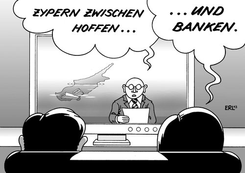 Cartoon: Zypern (medium) by Erl tagged zypern,pleite,schulden,banken,euro,eu,russland,rettungsplan,hilfe,absage,finanzen,geld,hoffen,hoffnung